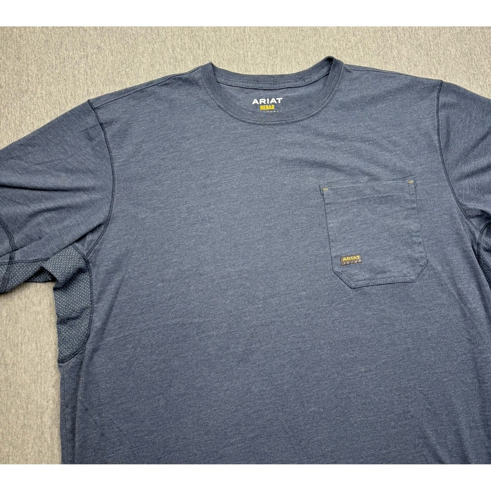ARIAT Rebar Workman Pocket Short Sleeve T-Shirt Mens Sz XL Blue Pen Slot